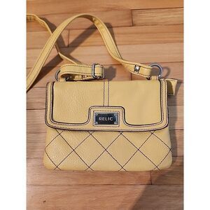 Relic Bag by Fossil Brow Yellow Slim Crossbody Zip Top Boho Purse